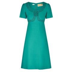 Retro 1960s Berkertex Emerald Green Dress with Soutache Work
