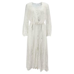 Zimmermann Roza Lace Up Embroidered Silk Georgette Midi Dress
