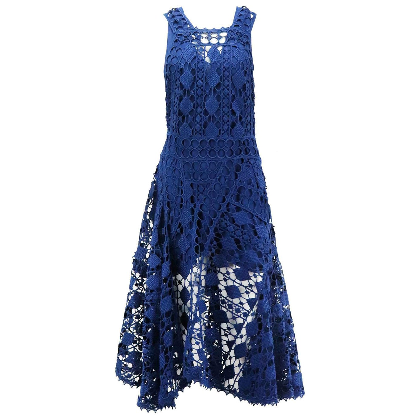 Chloé Asymmetric Crocheted Lace Midi Dress