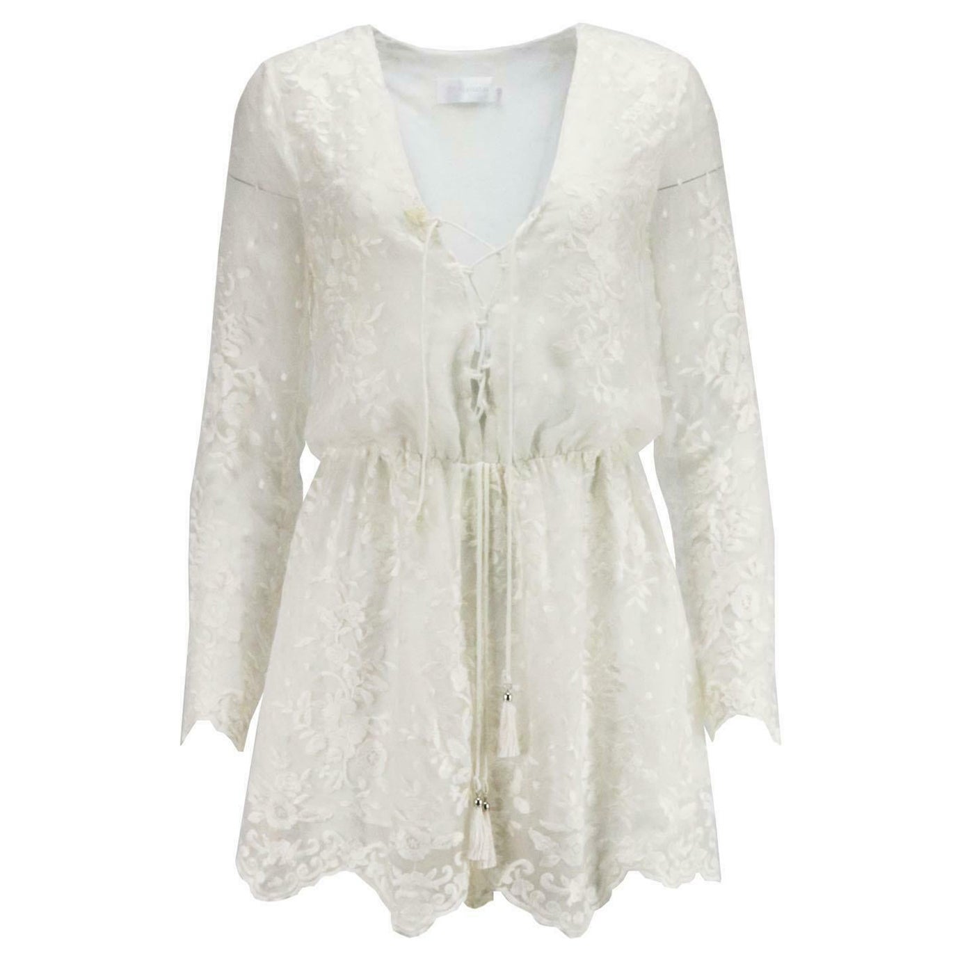 Zimmermann Lucia Lace Up Embroidered Silk Georgette Playsuit