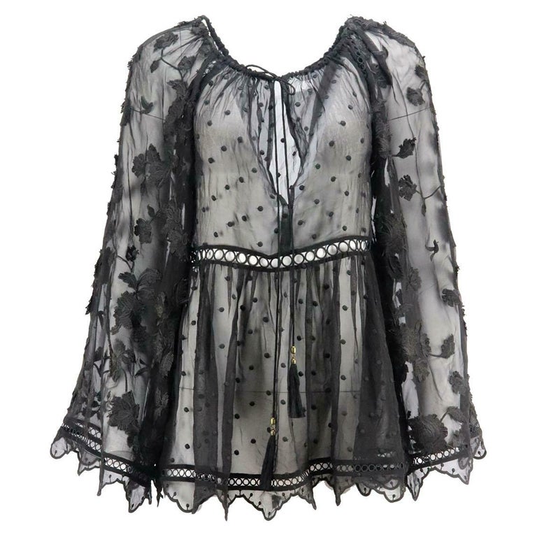 Zimmermann Mercer Embroidered Silk Georgette Top For Sale at 1stDibs