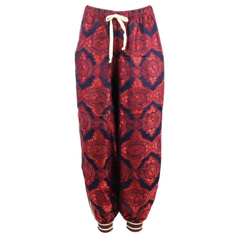 Gucci Floral Jacquard and Printed Silk Twill Pants For Sale at 1stDibs