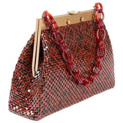 Whiting & Davis Bicolor Mesh und Bakelit Handtasche