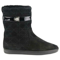 Christian Dior Shearling Lined Cannage Suede Ankle Boots