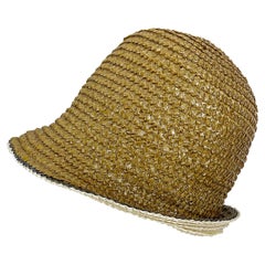 Yves Saint Laurent 1960s YSL Gold Raffia Strawl Used 60s Cloche Hat