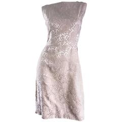 Chic 1960s Iridescent Silk Ivory / Off - White Vintage 60s Dress 2