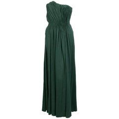 Lanvin Vestido de noche sin tirantes de punto drapeado verde botella