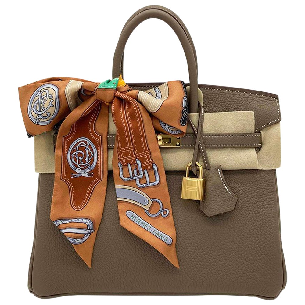 NEW 2021 Hermes Etoupe Togo Birkin 25 GHW 