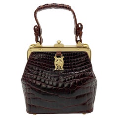 Barry Kieselstein Cord Brown Alligator Horseshoe Handbag