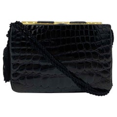 Judith Leiber Retro Black Alligator Clutch