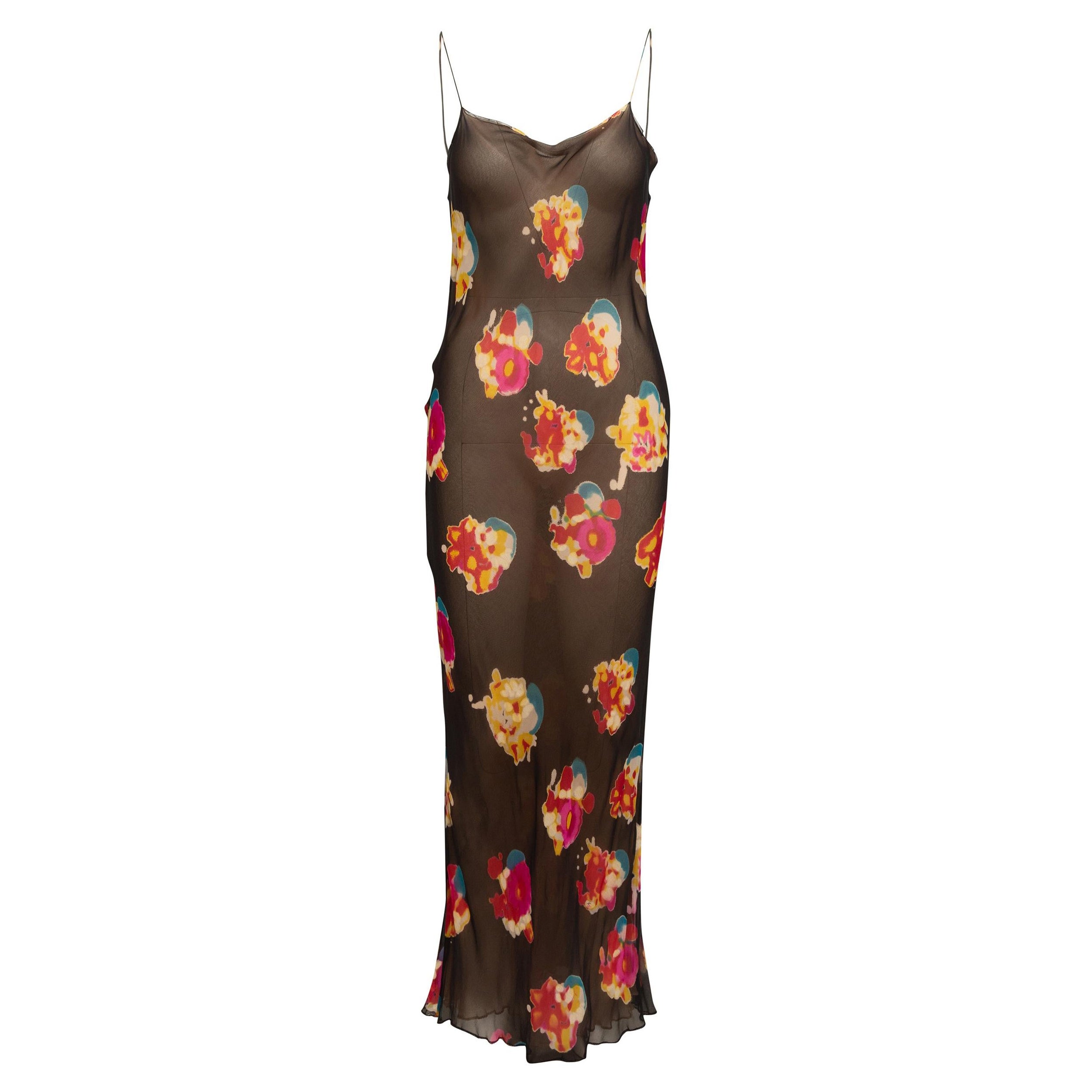 Krizia Black & Multicolor Silk Abstract Print Dress