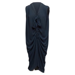 Lanvin Navy Silk Ruched Dress