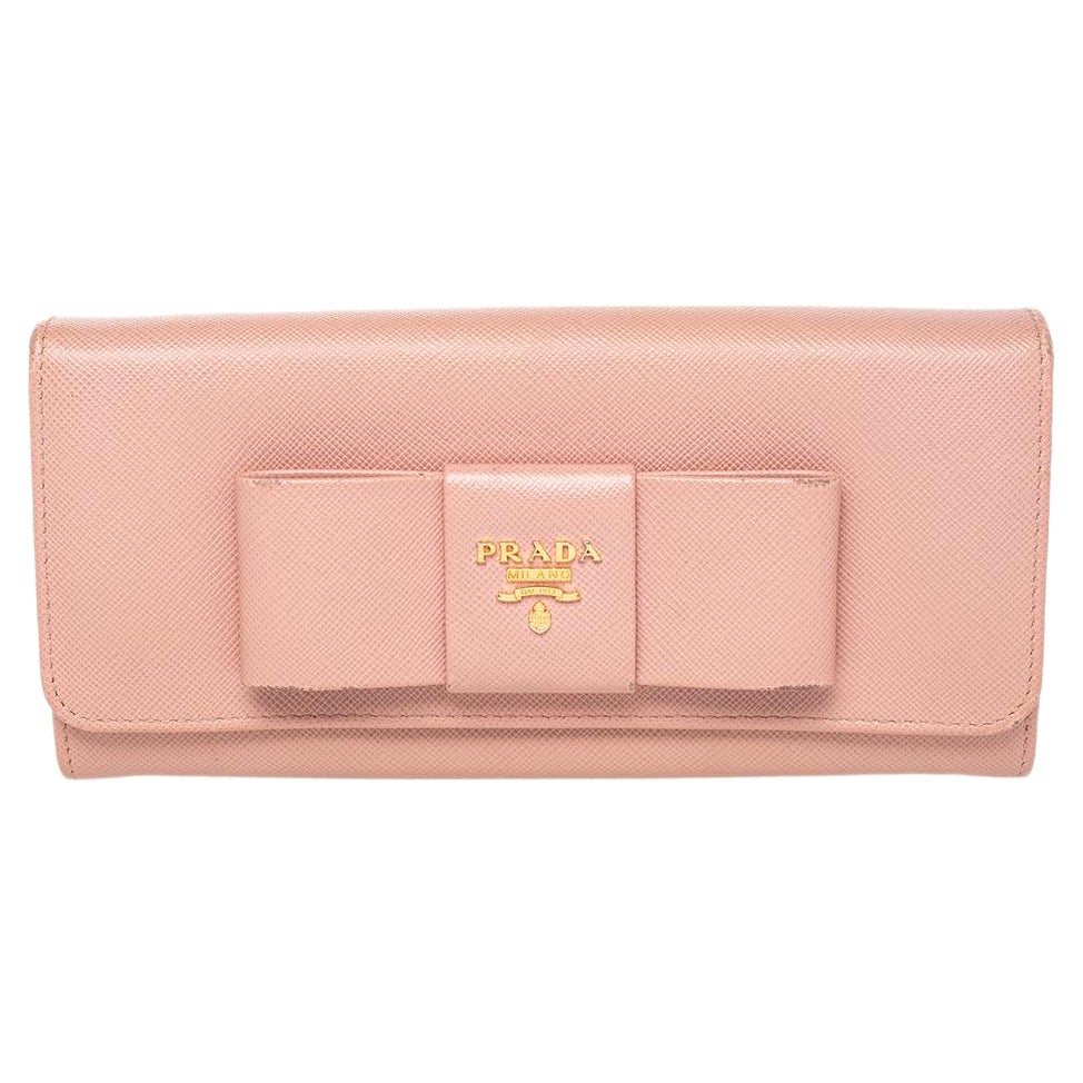 Prada Pink Saffiano Leather Bow Wallet at 1stDibs