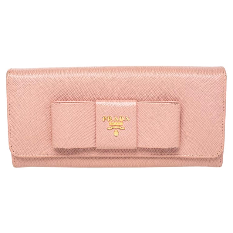 Prada Pink Saffiano Leather Bow Wallet at 1stDibs