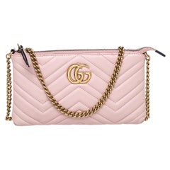 Gucci Pink Matelasse Leather Mini GG Marmont Shoulder Bag