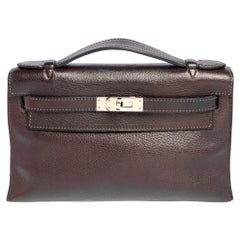 Hermès Havane Evergrain Leather Palladium Hardware Kelly Pochette