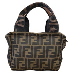 Retro 1990s FENDI Brown Zucca Jacquard Mini Tote Bag