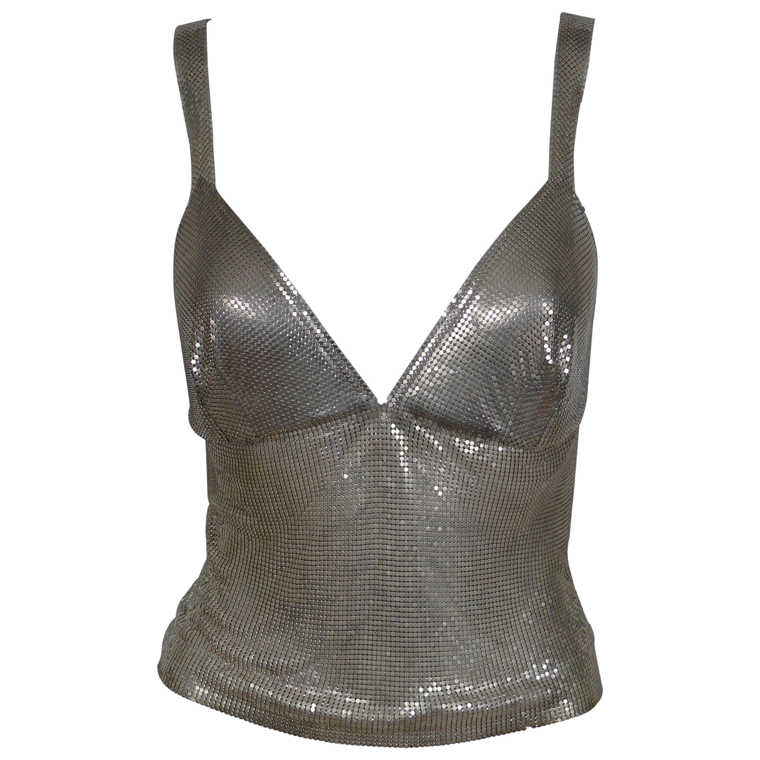 Paco Rabanne Silver Metal Mesh Tank Top For Sale