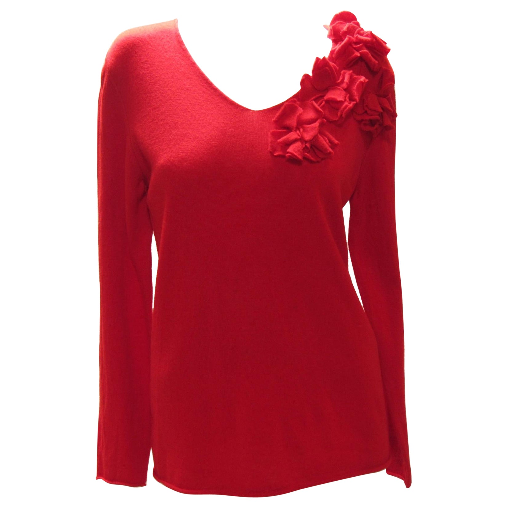 Comme Des Garçons Red Flower Sweater