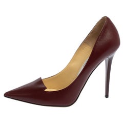 Jimmy Choo Maroon Leather Avril Pointed Toe Pumps Size 37
