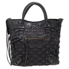 Balenciaga Schwarzes Matelassé Leder City Tote