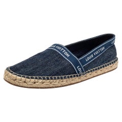 Louis Vuitton Blue Denim Espadrille Flats Size 37.5