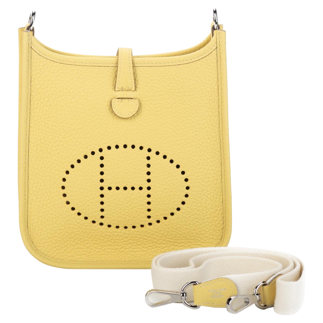 New Hermès Mini Evelyne Jaune Poussin Crossbody Bag in Box For Sale