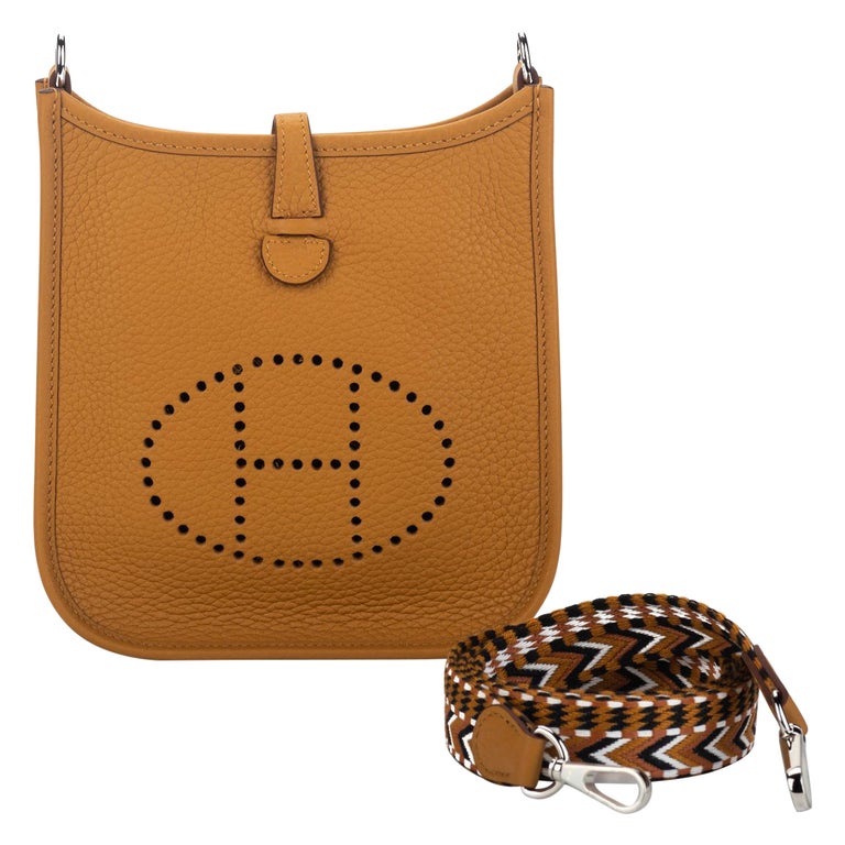 New Hermes Mini Evelyne Sesame Clemence Crossbody Bag in Box