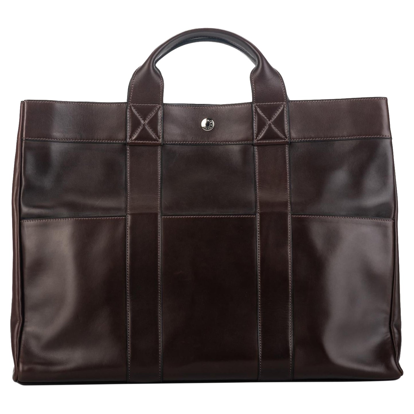 Hermes Cocoa Brown Leather Handbag For Sale