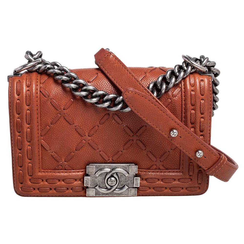 Chanel Brown Quilted Leather Small Stitch Boy Flap Bag