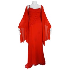 Atelier Versace Red Silk Chiffon Gown Patron Original
