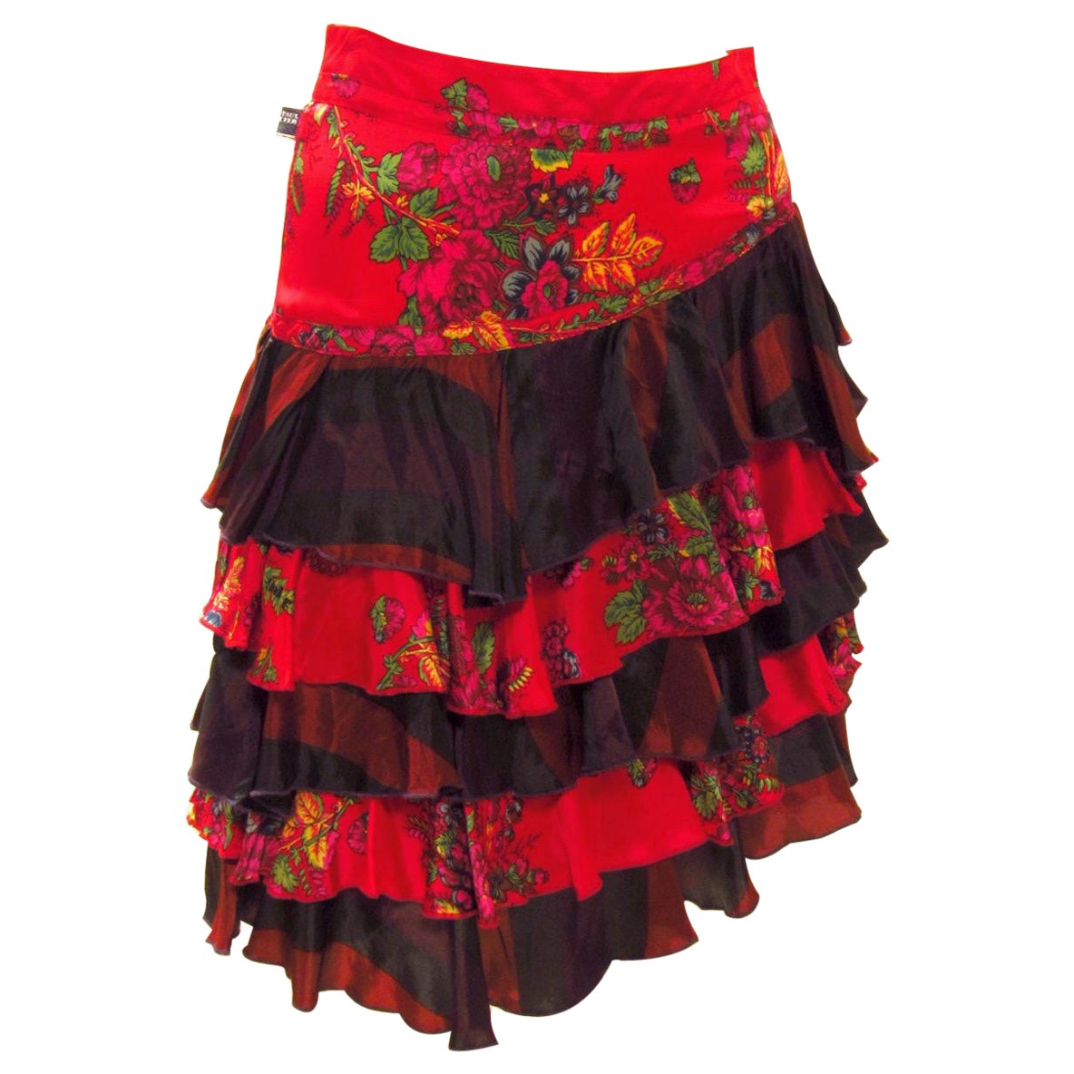 Jean Paul Gaultier Floral Tiered Skirt For Sale