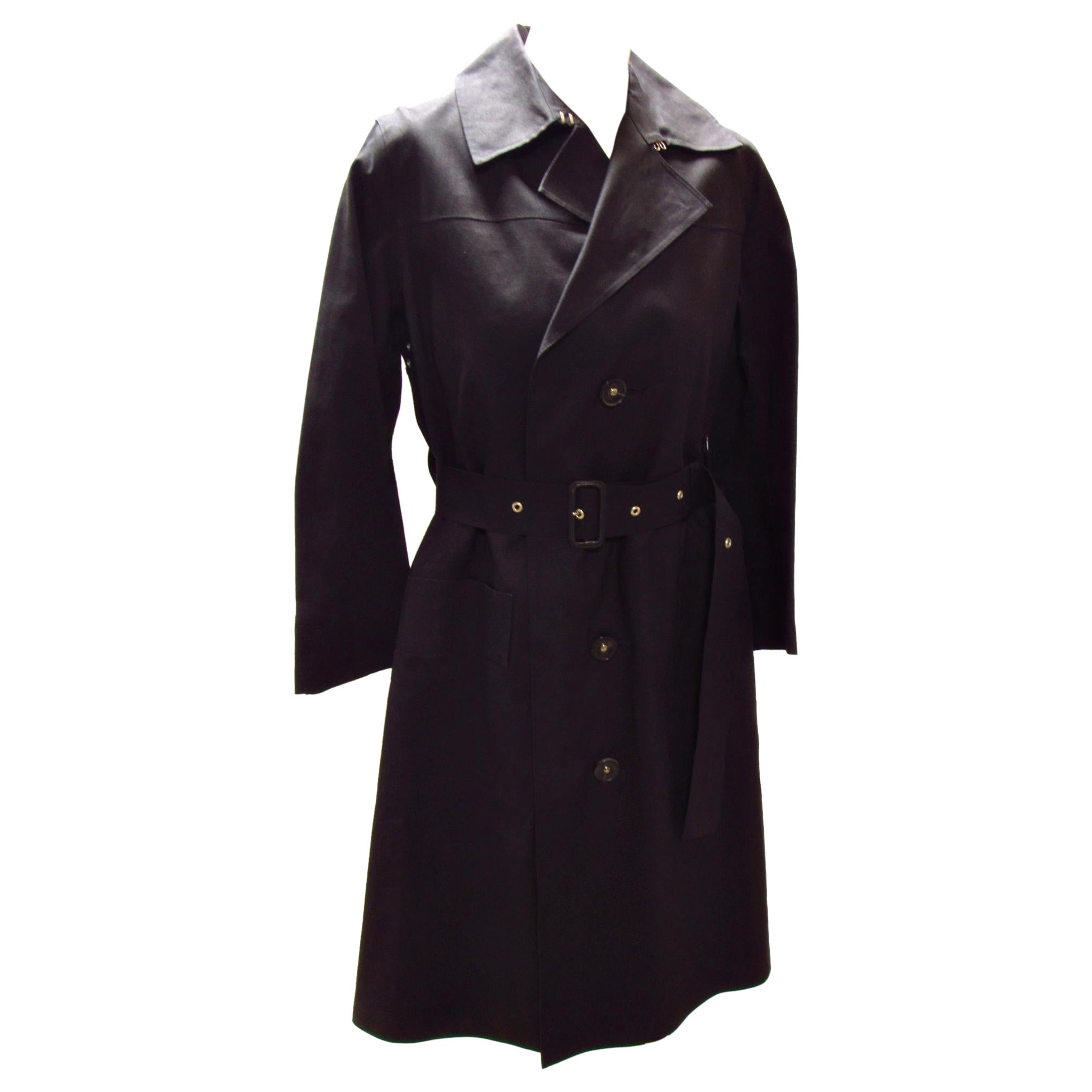 Manteau de pluie noir à ceinture Yohji Yamamoto Y's en vente