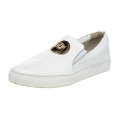 Versace White Leather Palazzo Medusa Slip-On Sneakers Size 39