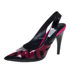 Louis Vuitton Black/Pink Patent Leather Graffiti Slingback Sandals Size 37