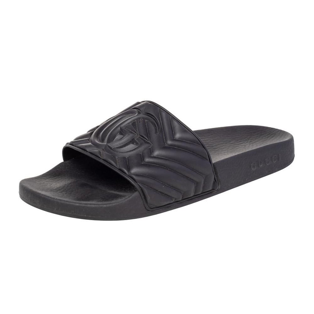 Gucci Black Rubber Slide Sandals Size 43