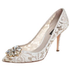 Dolce & Gabbana White Lace Taormina Pumps Size 40.5