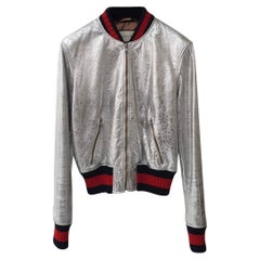 Gucci Silver Metallic Bomber Jacket