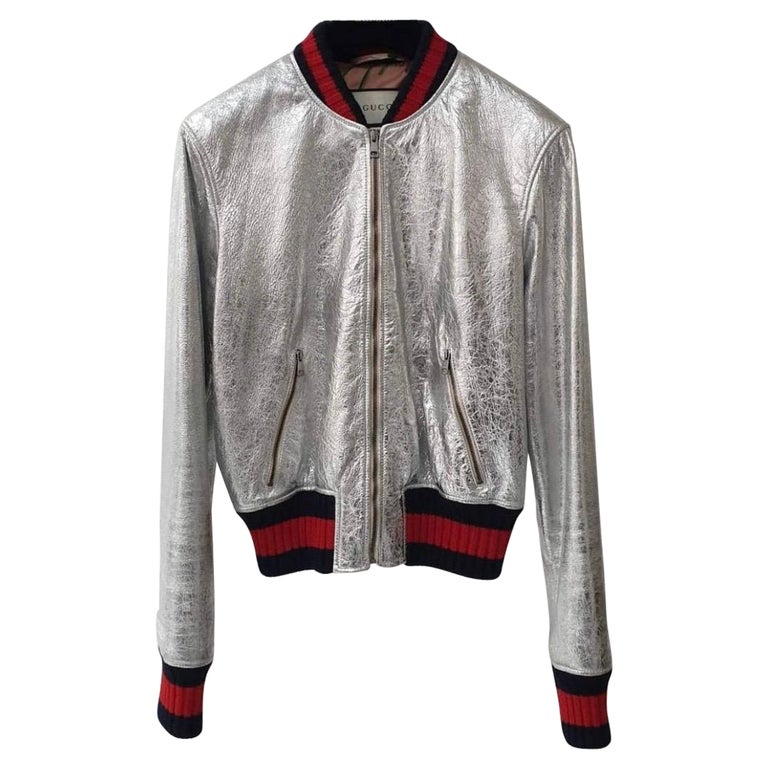 Gucci Silver Metallic Bomber Jacket For Sale at 1stDibs | gucci silver  jacket, silver bomber jacket, silver gucci jacket