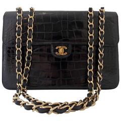 Chanel Black Crocodile Single Flap Handbag