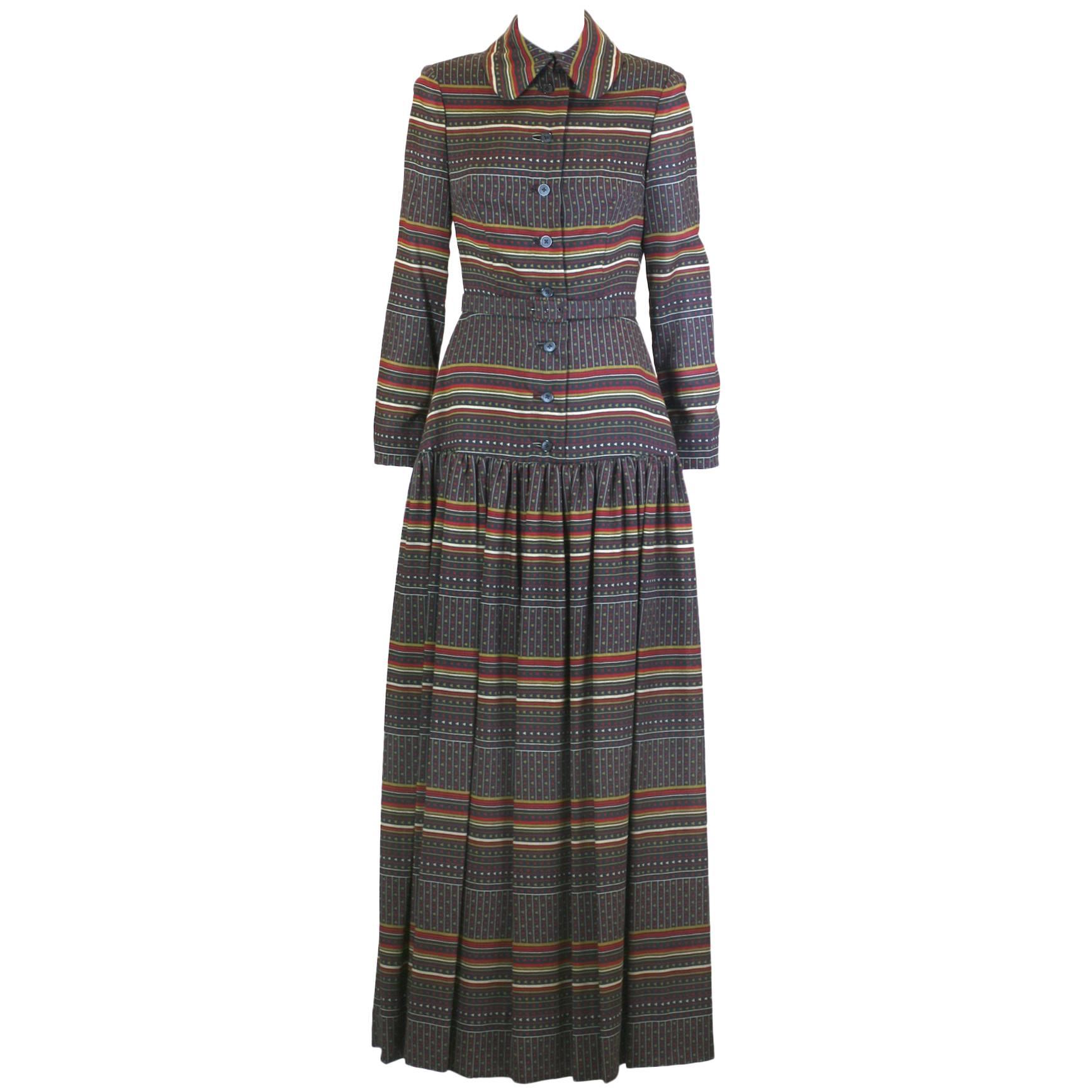 Christian Dior Chic Wool Challis Gown, 70's Diorling UK