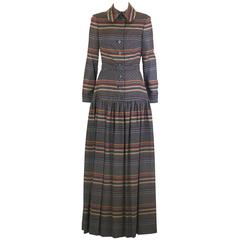 Christian Dior Chic Wool Challis Gown, 70's Diorling UK