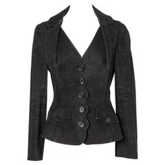 Schwarze schwarze Denimjacke, einreihig, Christian Dior Boutique