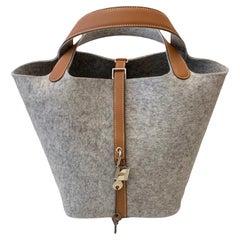 Hermès Picotin Lock 18 Sac Gris Feutre et Or Barenia