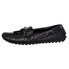 Louis Vuitton Black Monogram Leather Bow Loafers Size 39