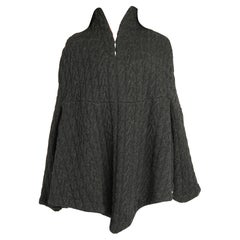 2010 Alexander McQueen Grey Cable Knit Wool Cape