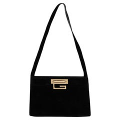 1990 Gucci Black Suede Vintage Frame Shoulder Bag