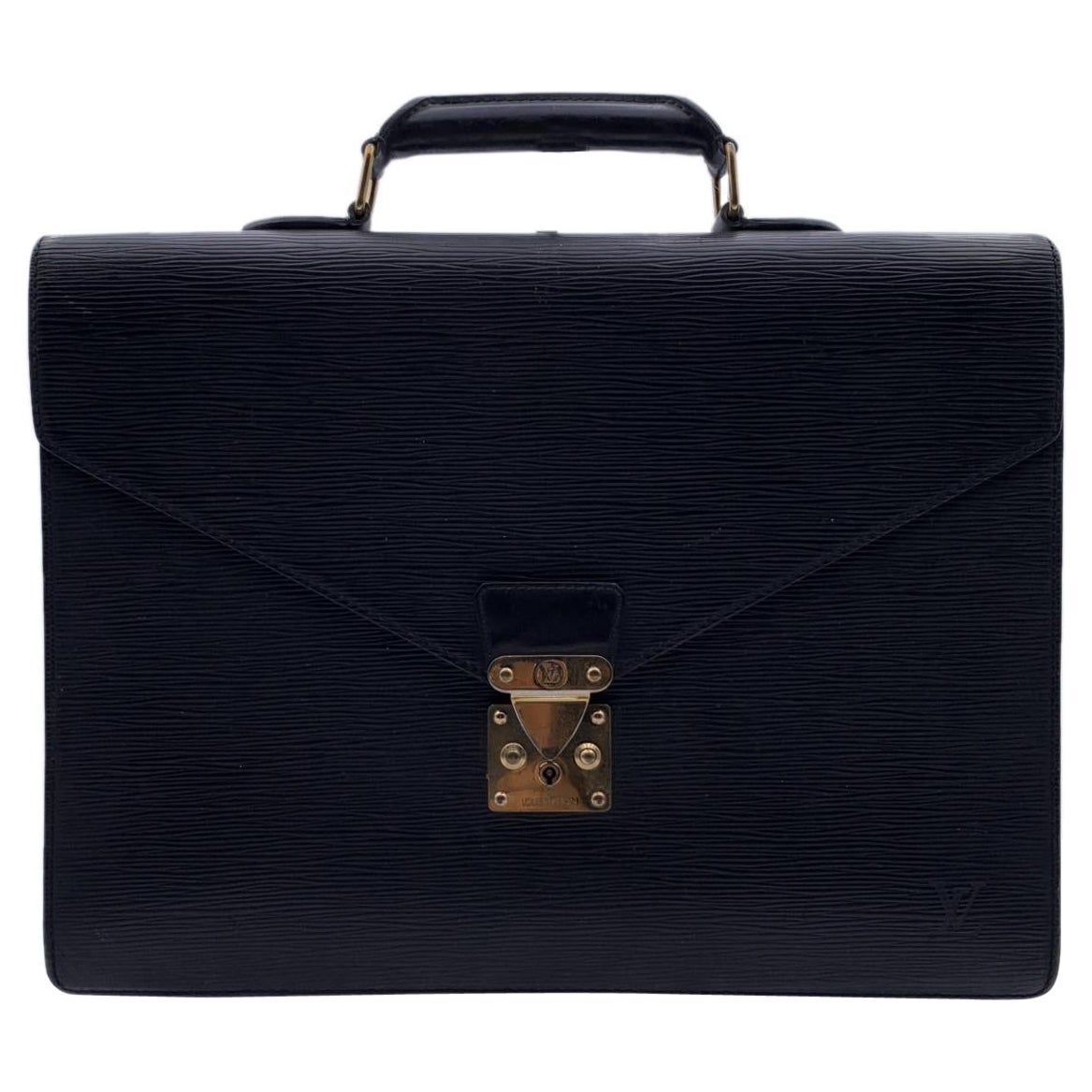 Louis Vuitton Vintage Black Epi Leather Ambassadeur Work Bag Briefcase