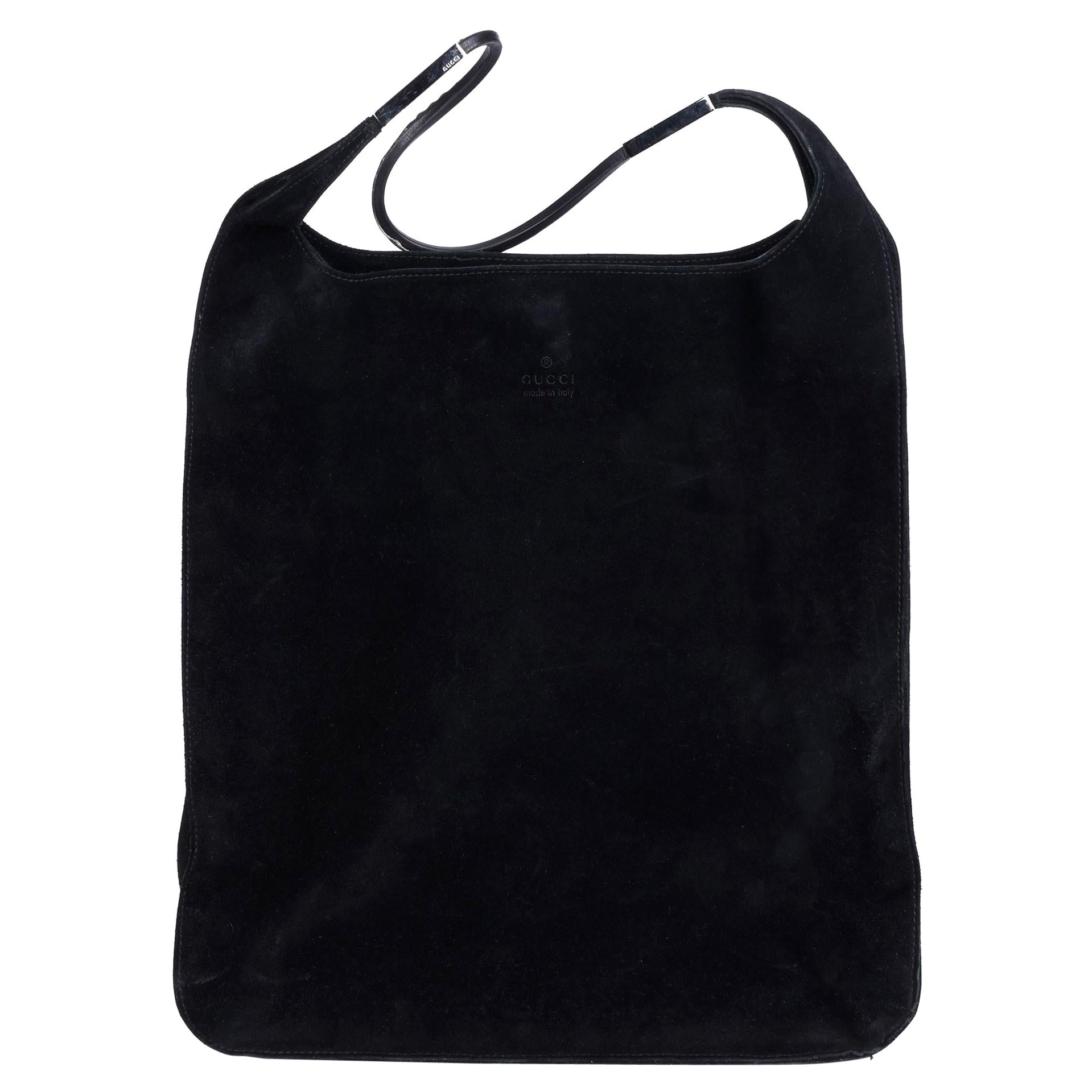 1990 Gucci Black Suede Vintage Shoulder Bag