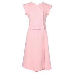 1960's pink knit wrap dress Courrèges Paris Hyperbole